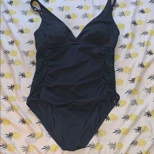 Womens bathing suit mesh on sides